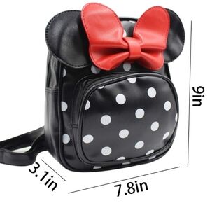 Polka Dot Kids Mini Backpack with Red Bow